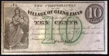 1860's THE CORPORATION OF THE VILLAGE OF GLENS FALLS 10 CENTS AU