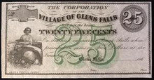 1860's THE CORPORATION OF THE VILLAGE OF GLENS FALLS 25 CENTS UNC
