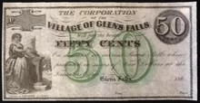 1860's THE CORPORATION OF THE VILLAGE OF GLENS FALLS 50 CENTS AU