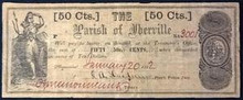 1862 PARISH OF UBERVILLE 50 CENTS PICTORIAL OF INDIAN HUNTING VF HAND SIGNED