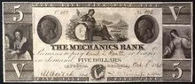 1861 THE MECHANICS BANK GEORGIA PICTORIAL OF WOMAN SITTING HAND SIGNED UNC