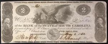 1862 THE BANK OF THE STATE OF SOUTH CAROLINA 2 DOLLARS  EAGLE PICTORIAL AU