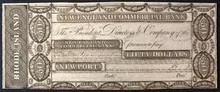 1800's NEW ENGLAND COMMERCIAL BANK NEW PORT RHODE ISLAND 50 DOLLARS UNC