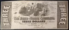 1863 THE STATE OF NORTH CAROLINA 3 DOLLARS HAND SIGNED ERROR!!! FIVE WATERMARK