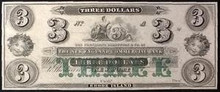 1800's THE NEW ENGLAND COMMERCIAL BANK NEW PORT RHODE ISLAND 3 DOLLAR UNC