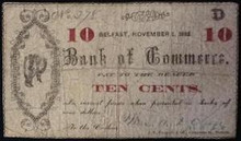 1862 BANK OF COMMERCE 10 CENTS HAND SIGNED VF