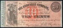 1862 THE HYDEVILLE COMPANY HYDEVILLE VT. 10 CENTS UNC