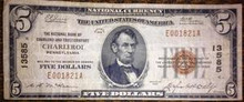 The National Bank of Charlerio and Trust Company CHARLEROI Pennslyvania $5 1929