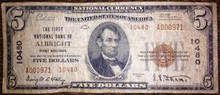 The FIRST NATIONAL BANK of ALBRIGHT West Virginia Type $5 10480 Serial # 971