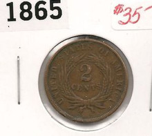 1865 Large Motto Two Cent Type Copper VF Very Fine
