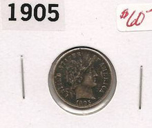 1905 AU Dark Liberty Silver Dime AU Details Silver