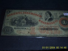 Aug 14 1862 Augusta Insurance and Banking One Dollar F
