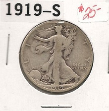 1919-S WALKING LIBERTY US Half Dollar VG Very Good