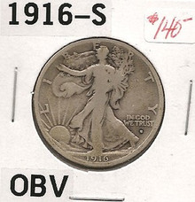 1916-S WALKING LIBERTY US Half Dollar VG/F RARE DATE