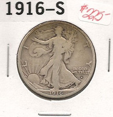 1916-S WALKING LIBERTY US Half Dollar FINE F RARE DATE