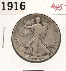 1916 WALKING LIBERTY US Half Dollar VG Very Good