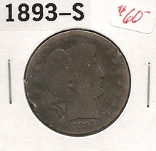 1893-S RARE DATE Barber Liberty US Half Dollar AG