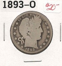 1893-O New Orleans Barber Liberty US Half Dollar Good