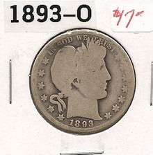 1893-O New Orleans Barber Liberty US Half Dollar AG