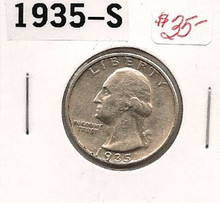 1935-S GEORGE Washington Quarter Dollar AU About Unc