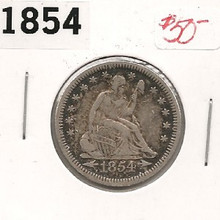 1854 Seated Quarter Dollar US ARROWS EF Extra Fine