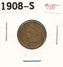 1908-S Indian Head Cent San Francisco RARE S Mint VF/EF