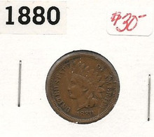 1880 INDIAN CENT EF Extra Fine tougher date