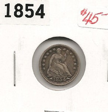 1854 SEATED LIBERTY HALF DIME FINE TO VERY FINE