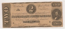 $2 Two Dollar Confederate States of America AU Type 61