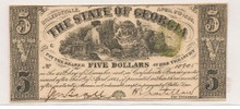 1864 $5 Five Dollar Semi Nude Georgia Unc Choice Unc