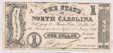 $1 One The State of North Carolina 1866 Choice Unc
