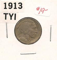 1913 Type 1 Buffalo Nickel About UNC Buffalo On a Hill