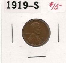1919-S Lincoln Wheat Copper Cent AU About Uncirculated