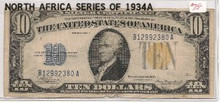 1934 A $10 Silver Certificate North Africa VF Very Fine