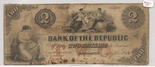 1855 Bank of the Republic Serial # 5 VG TWO Providence
