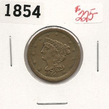 1854 Half Cent Liberty Head AU About Uncirculated