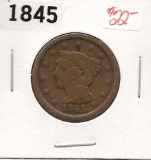 1845 Copper Braided Hair Large Cent VF Very Fine
