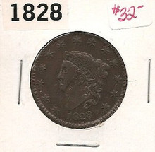 1828 Large Copper Cent EF Details Some Marks on Face