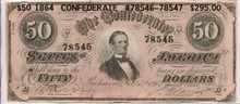 $50 Pink 1864 FIFTY Confederate States of America CH Un