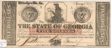 The State of Georgia FIVE DOLLARS $5 Ch Unc Savannah