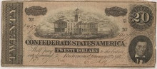 1864 Type 67 $20 Confederate States of America VG