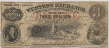 $3 Indian Slays Buffalo on THREE Dollar NEBRASKA VG/F