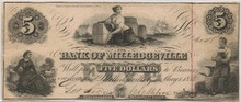 $5 Bank of Milledgeville GA May 1st 1854 VF BLACKSMITH
