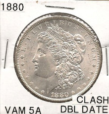 1880 Morgan Dollar VAM-5A Doubled Date, Clashed Obverse