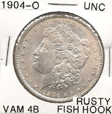 1904-O Morgan Dollar VAM 4B "Rusty Fish Hook" UNC 330323838901