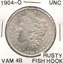 1904-O Morgan Dollar VAM 4B "Rusty Fish Hook" UNC 330323837560