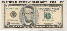 1999 $5 Federal Reserve Star Note