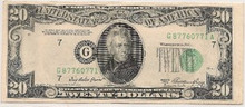 1950 $20 Note  Misaligned Seal Major Error AU