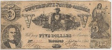 1861 $5 Confederate Currency Richmond, VA T137