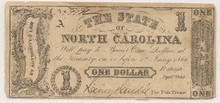 1862 $1 State of North Carolina